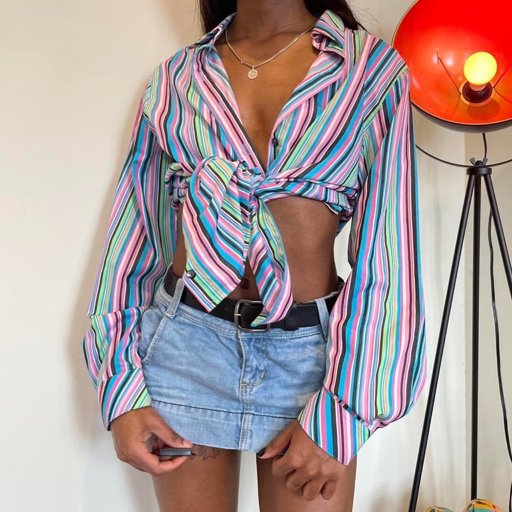 Super bright & fun y2k button down top/ blouse by FoxCroft.